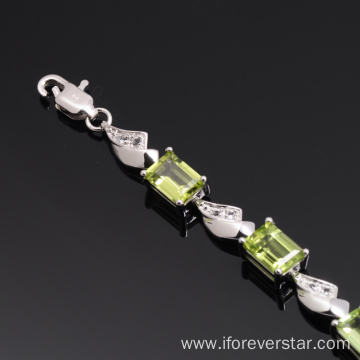 Natural Peridot 925 Sterling Silver New Gold Bracelet